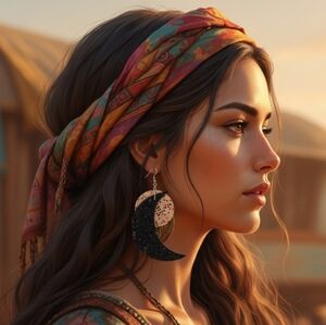 HANDCRAFTED Wood Crecent Moon Earrings HANDPAINTED Dangle Pierced Earrings